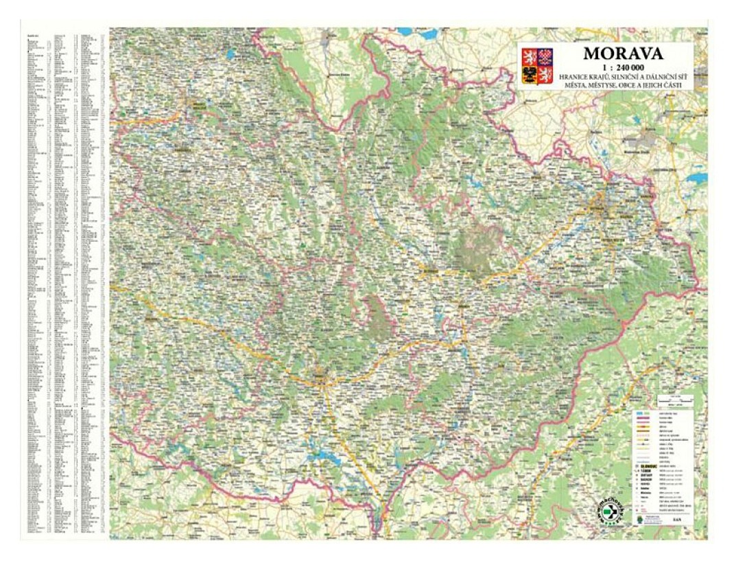 Nástěnná mapa MORAVA